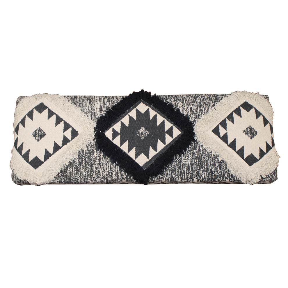 47" Black And White Black Leg Southwest Upholstered Bench By Homeroots | Benches | Modishstore - 5