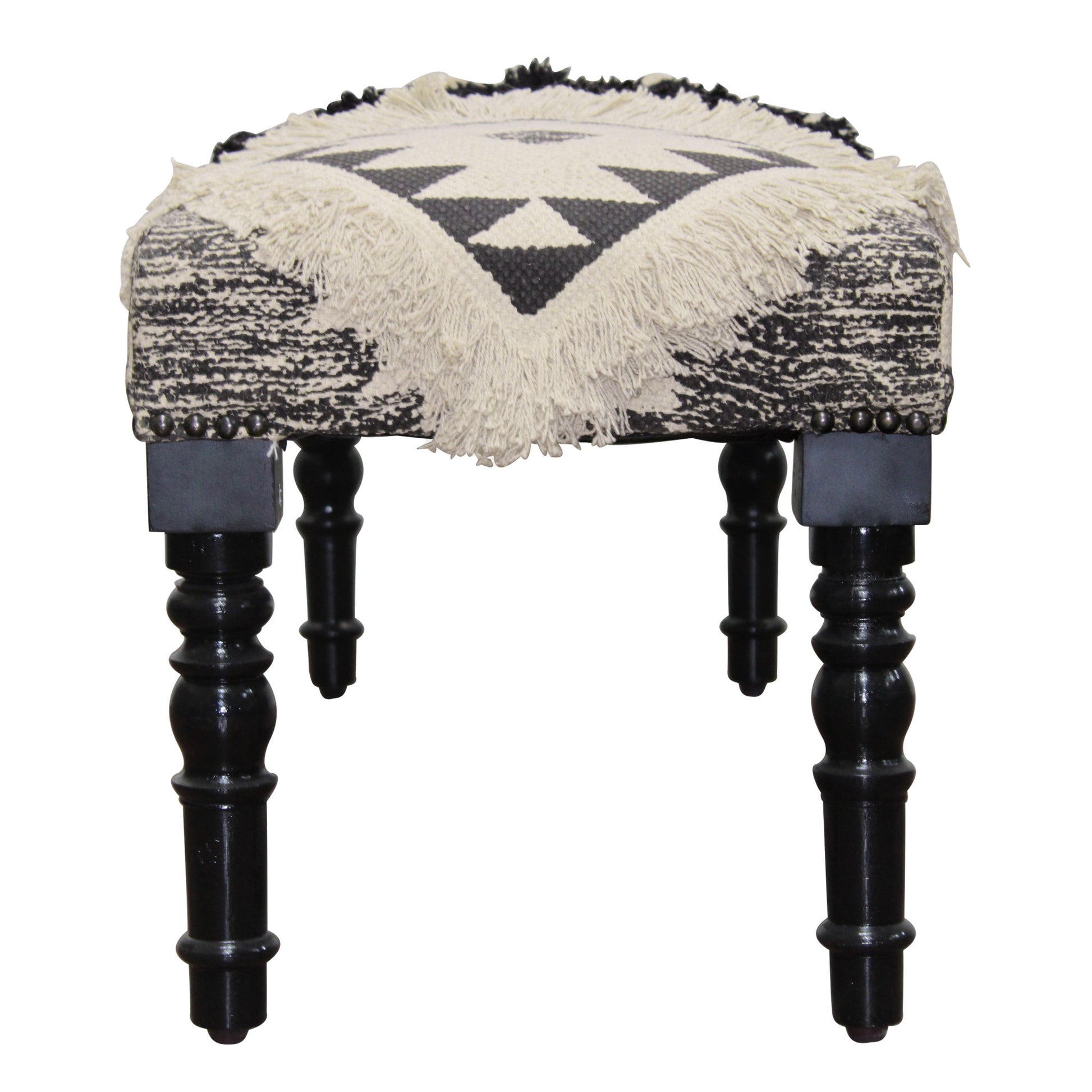 47" Black And White Black Leg Southwest Upholstered Bench By Homeroots | Benches | Modishstore - 6