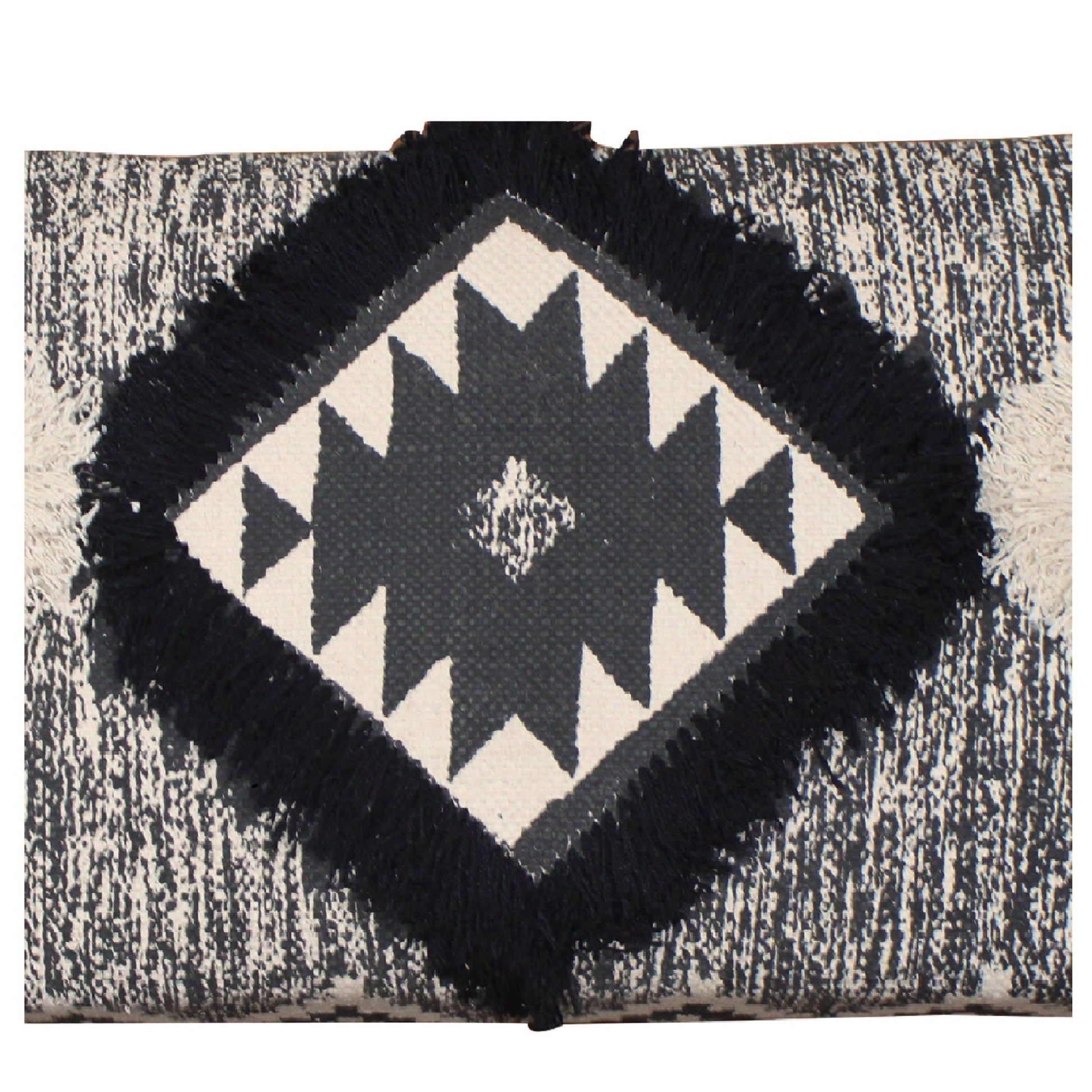 47" Black And White Black Leg Southwest Upholstered Bench By Homeroots | Benches | Modishstore - 8