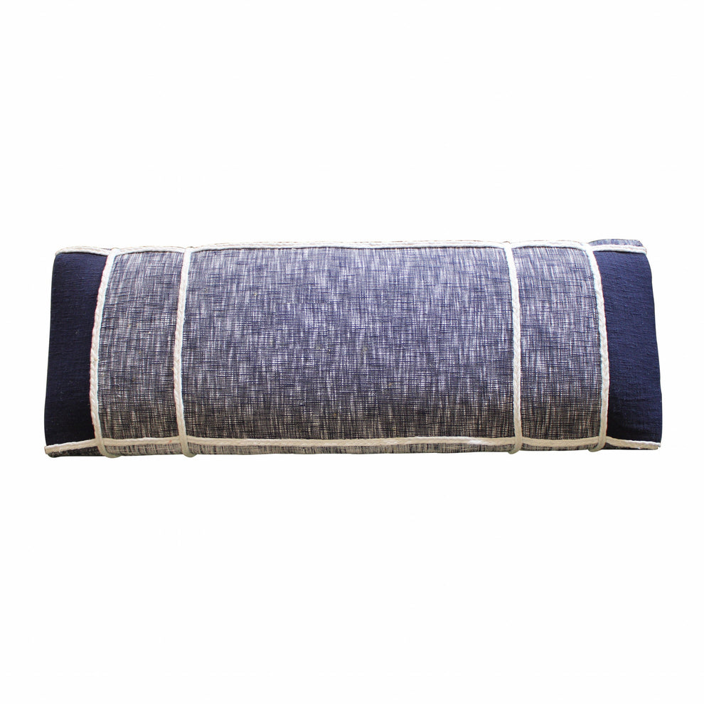 47" Blue And Gray Textural White Leg Upholstered Bench By Homeroots | Benches | Modishstore - 2