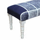 47" Blue And Gray Textural White Leg Upholstered Bench By Homeroots