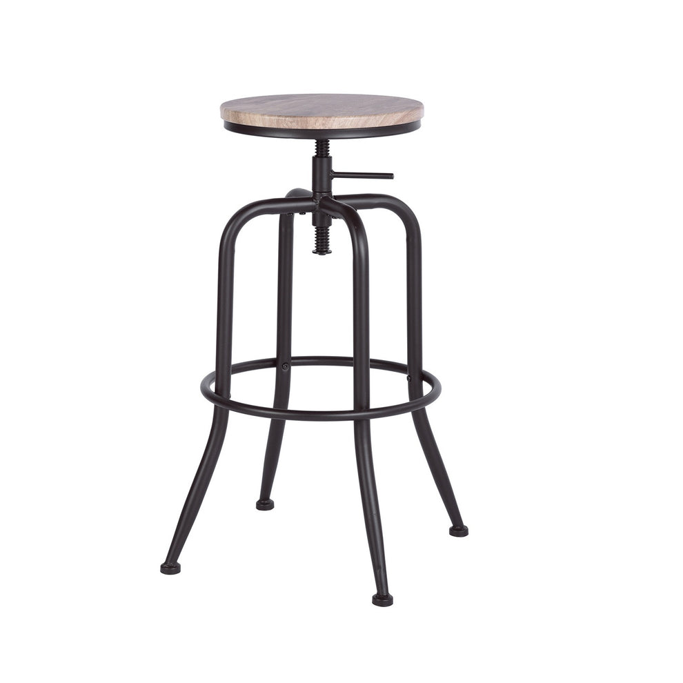 Set Of Two 30" Natural And Black Steel Swivel Backless Bar Chairs With Footrest By Homeroots | Bar Stools | Modishstore - 2