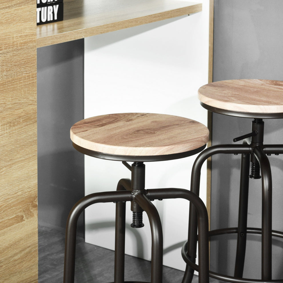 Set Of Two 30" Natural And Black Steel Swivel Backless Bar Chairs With Footrest By Homeroots | Bar Stools | Modishstore - 8