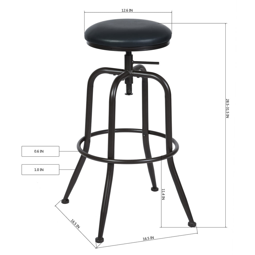 Set Of Two 30" Brown And Black Steel Swivel Backless Bar Chairs With Footrest By Homeroots | Bar Stools | Modishstore - 4