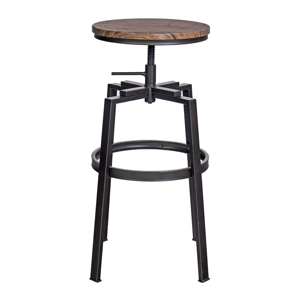 Set Of Two 30" Natural Light Brown Dark Bronze Steel Swivel Backless Bar Height Chairs With Footrest By Homeroots | Bar Stools | Modishstore - 5