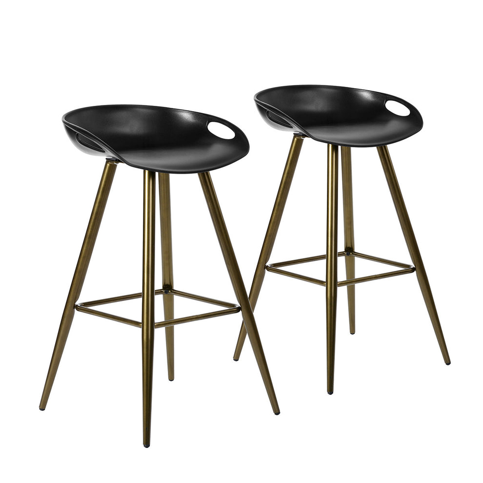 Set Of Two 32" Black And Bronze Steel Low Back Bar Height Bar Chairs With Footrest By Homeroots | Bar Stools | Modishstore - 2