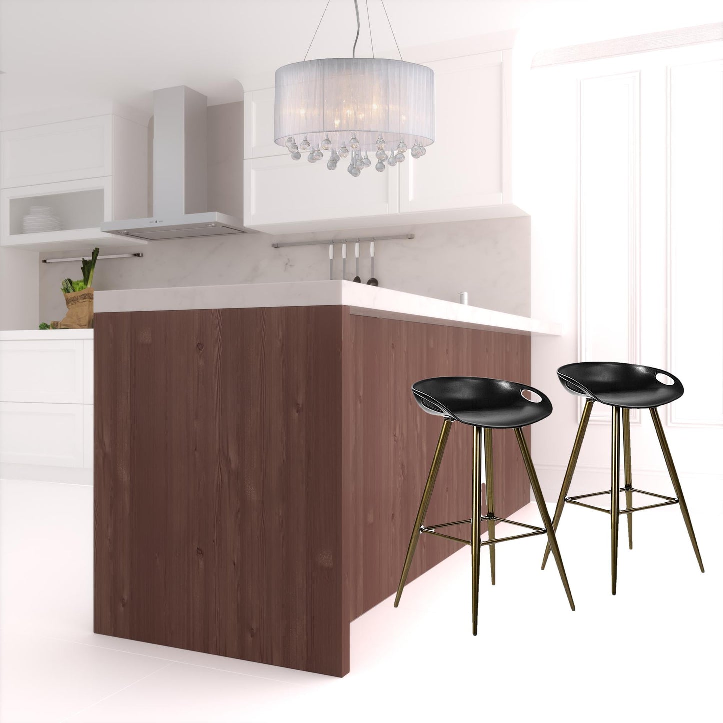 Set Of Two 32" Black And Bronze Steel Low Back Bar Height Bar Chairs With Footrest By Homeroots | Bar Stools | Modishstore - 4