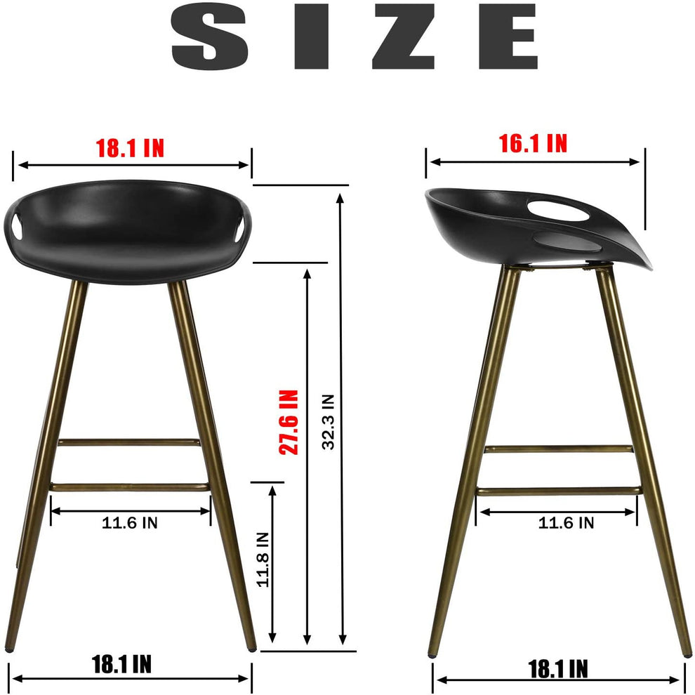 Set Of Two 32" Black And Bronze Steel Low Back Bar Height Bar Chairs With Footrest By Homeroots | Bar Stools | Modishstore - 8
