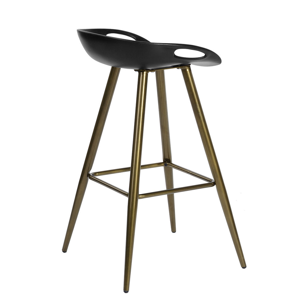 Set Of Two 32" Black And Bronze Steel Low Back Bar Height Bar Chairs With Footrest By Homeroots | Bar Stools | Modishstore - 3
