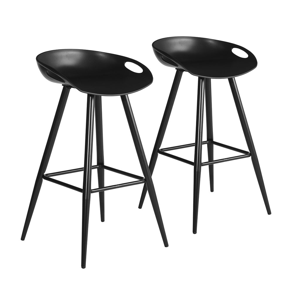 Set Of Two 32" Black Low Back Bar Height Bar Chairs With Footrest By Homeroots | Bar Stools | Modishstore - 2