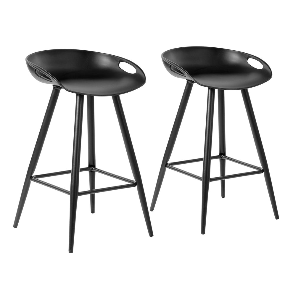 Set Of Two 29" Black Steel Backless Counter Height Bar Chairs With Footrest By Homeroots | Bar Stools | Modishstore - 5