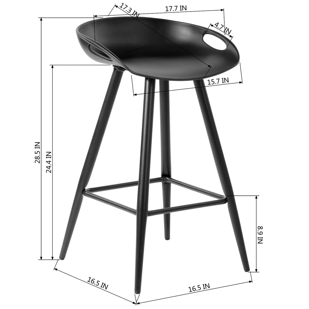 Set Of Two 29" Black Steel Backless Counter Height Bar Chairs With Footrest By Homeroots | Bar Stools | Modishstore - 7