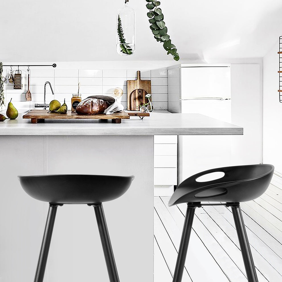 Set Of Two 29" Black Steel Backless Counter Height Bar Chairs With Footrest By Homeroots | Bar Stools | Modishstore - 8