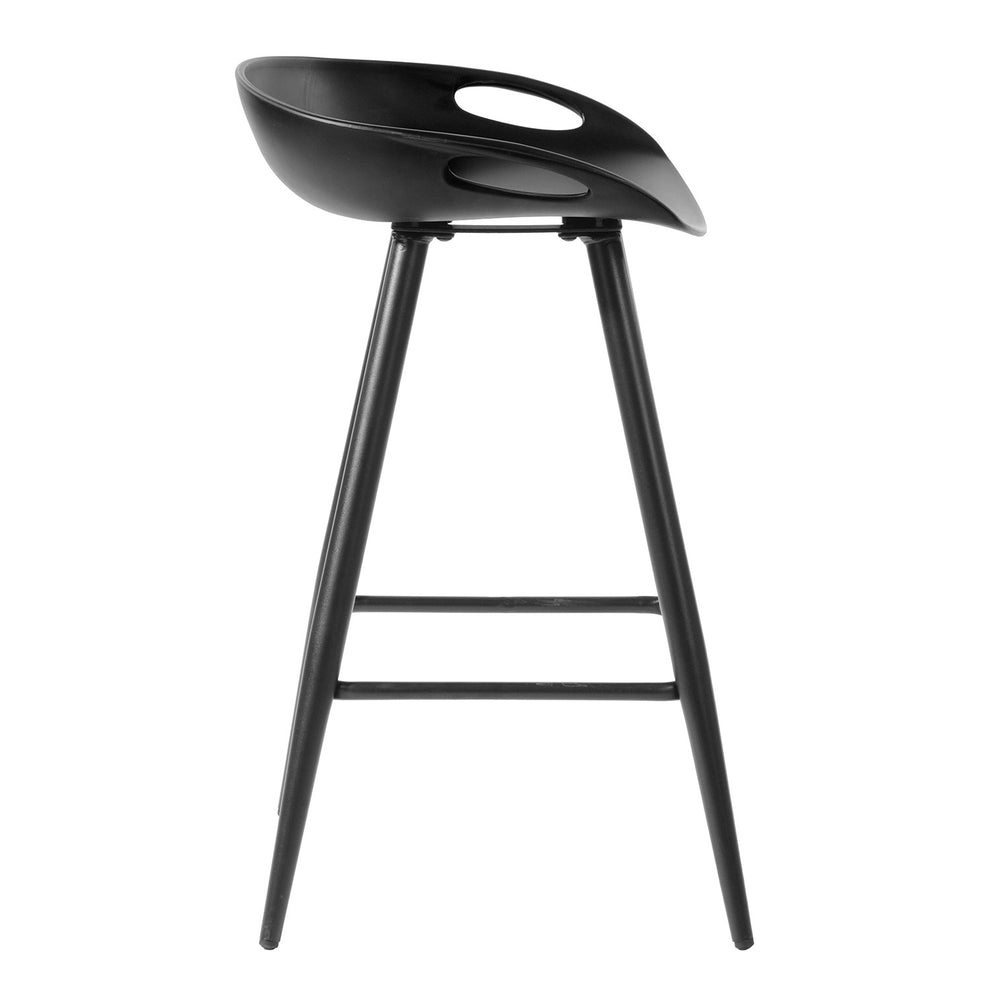 Set Of Two 29" Black Steel Backless Counter Height Bar Chairs With Footrest By Homeroots | Bar Stools | Modishstore - 3