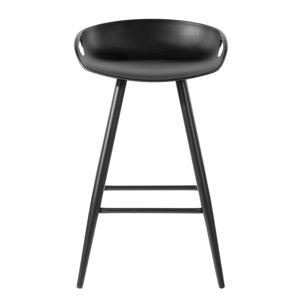 Set Of Two 29" Black Steel Backless Counter Height Bar Chairs With Footrest By Homeroots | Bar Stools | Modishstore - 2