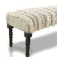 47" Cream Textural Boho Stripe Black Leg Upholstered Bench By Homeroots | Benches | Modishstore - 3