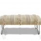 47" Ivory And Gold Geometric Black Leg Upholstered Bench By Homeroots