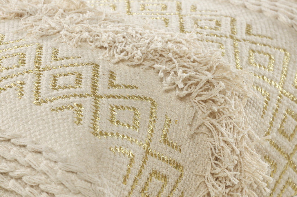 47" Ivory And Gold Geometric Black Leg Upholstered Bench By Homeroots | Benches | Modishstore - 5