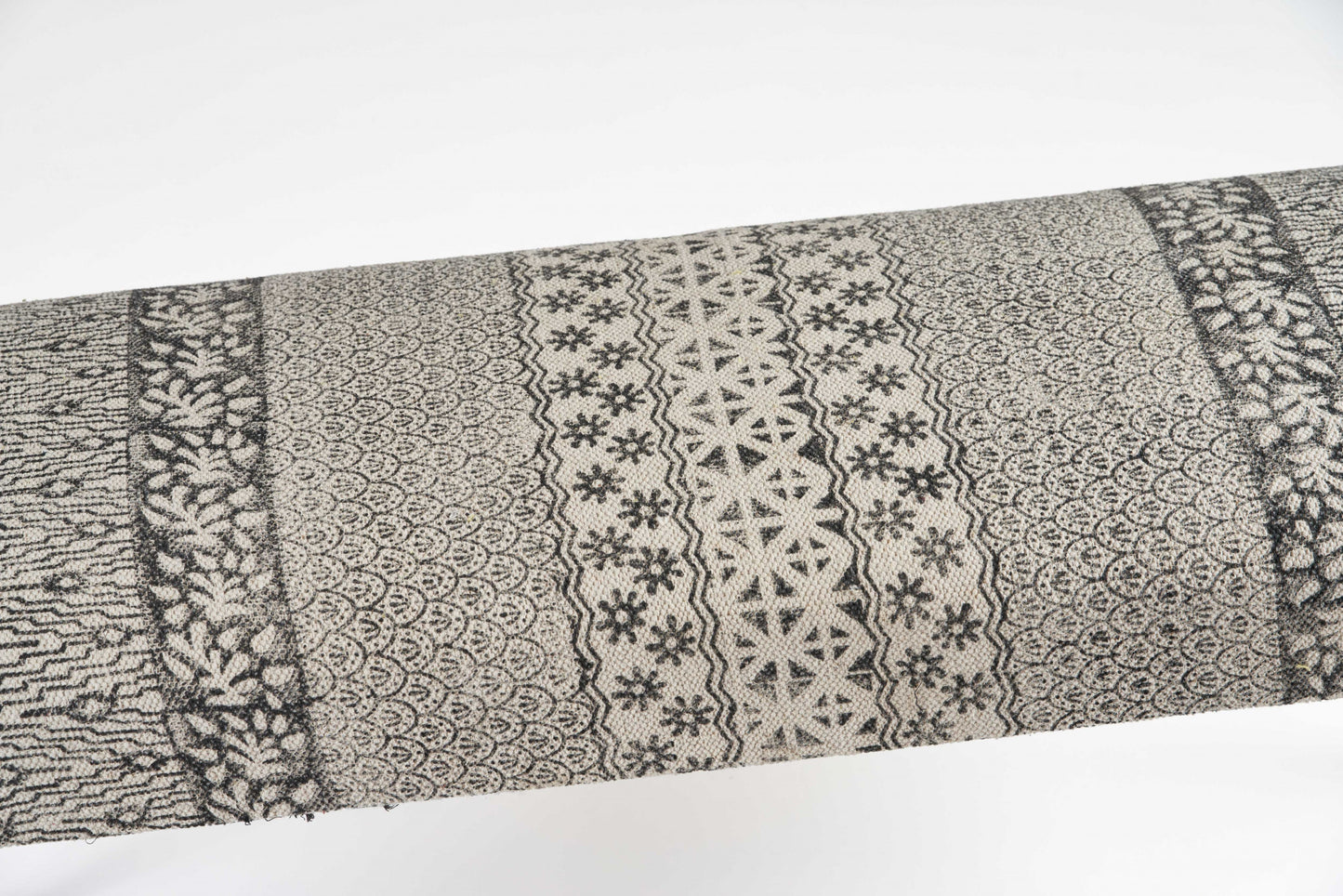 47" Charcoal Gray and White Black Leg Abstract Floral Upholstered Bench By Homeroots | Benches | Modishstore - 5