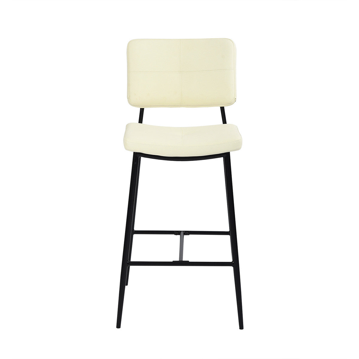 Set Of Two 39" Cream Faux Leather And Black Low Back Bar Height Bar Chairs By Homeroots | Bar Stools | Modishstore - 4