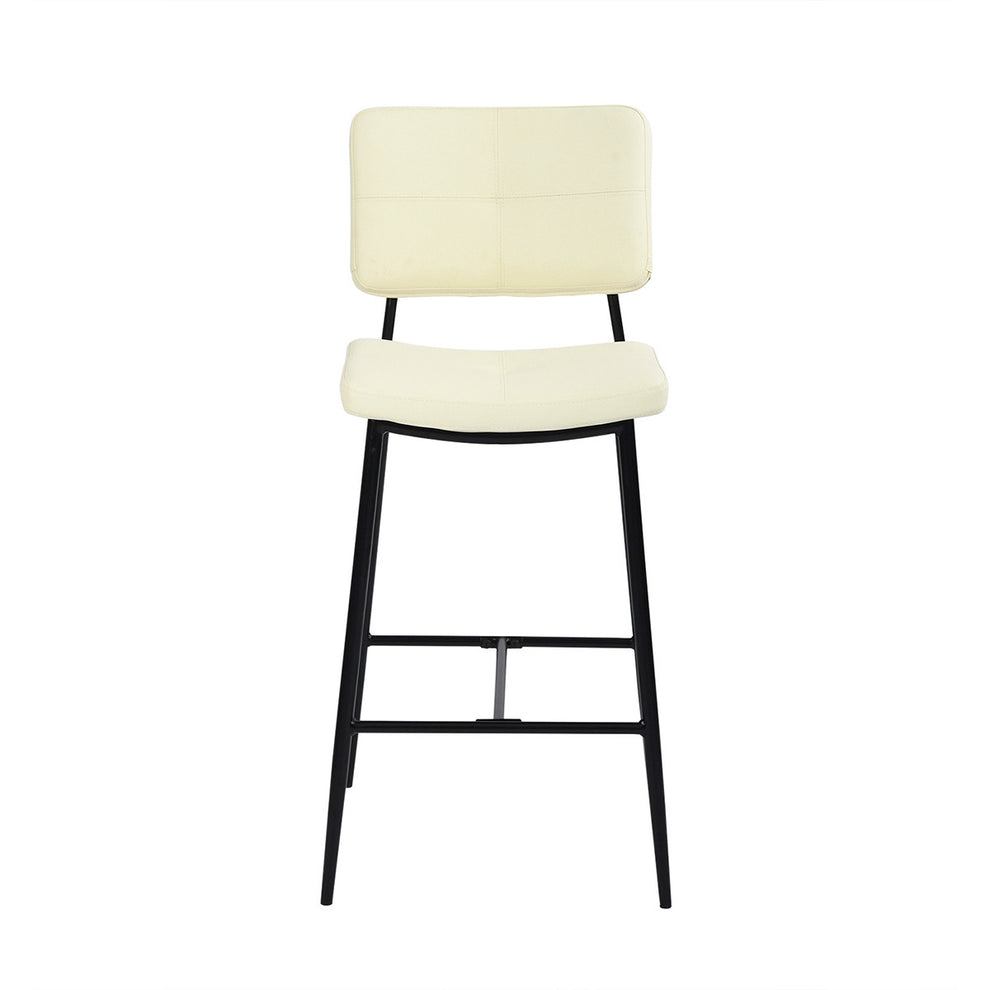 Set Of Two 39" Cream Faux Leather And Black Low Back Bar Height Bar Chairs By Homeroots | Bar Stools | Modishstore - 4