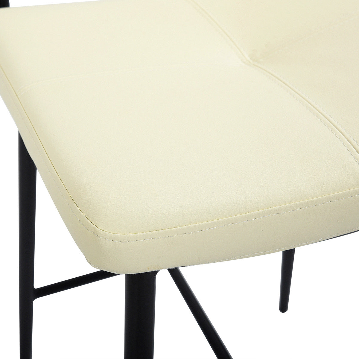Set Of Two 39" Cream Faux Leather And Black Low Back Bar Height Bar Chairs By Homeroots | Bar Stools | Modishstore - 3