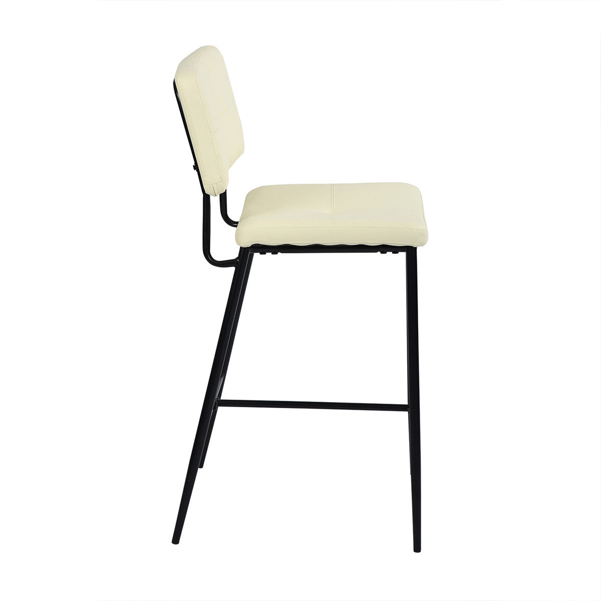 Set Of Two 39" Cream Faux Leather And Black Low Back Bar Height Bar Chairs By Homeroots | Bar Stools | Modishstore - 5