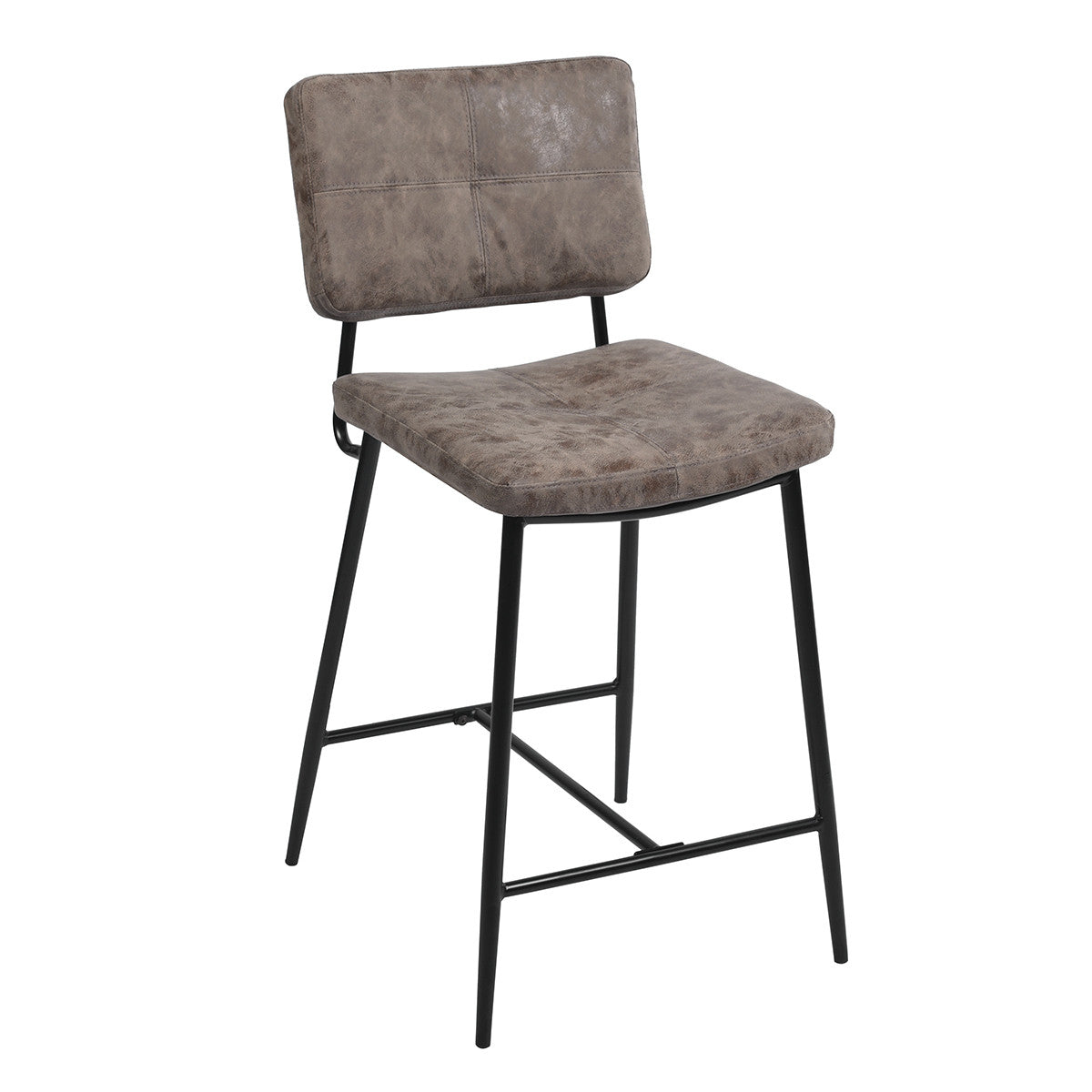 Set Of Two 39" Vintage Brown Faux Leather And Black Low Back Bar Height Bar Chairs By Homeroots | Bar Stools | Modishstore - 2