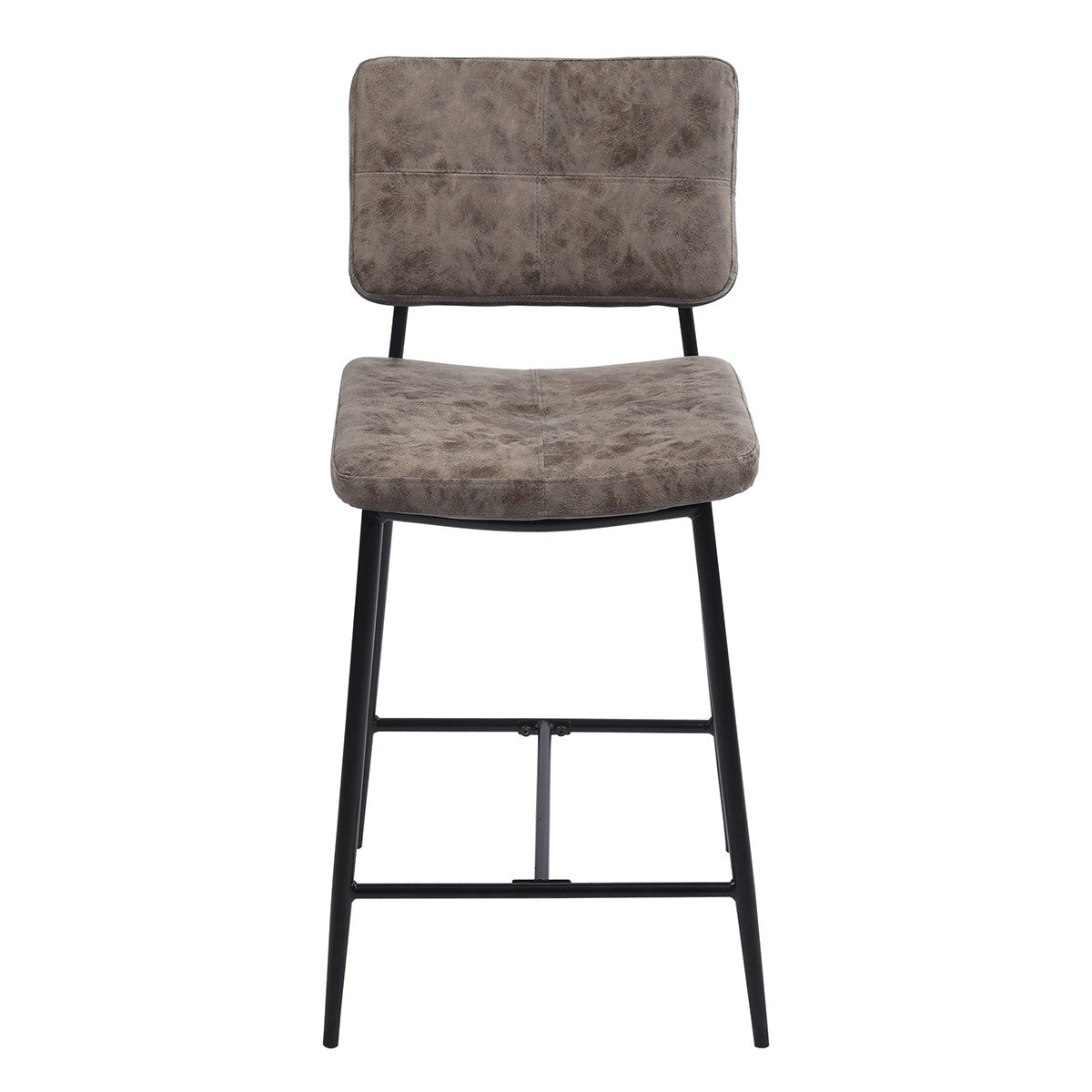 Set Of Two 39" Vintage Brown Faux Leather And Black Low Back Bar Height Bar Chairs By Homeroots | Bar Stools | Modishstore - 3