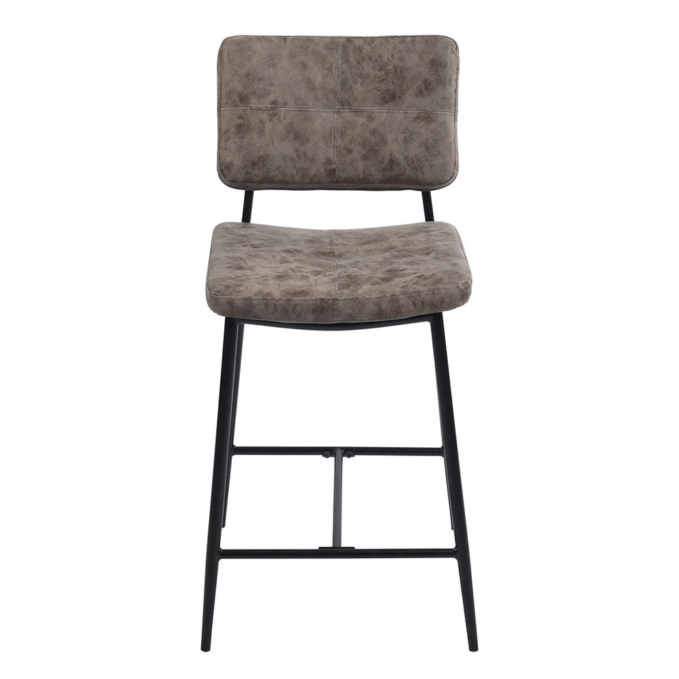 Set Of Two 39" Vintage Brown Faux Leather And Black Low Back Bar Height Bar Chairs By Homeroots | Bar Stools | Modishstore - 3