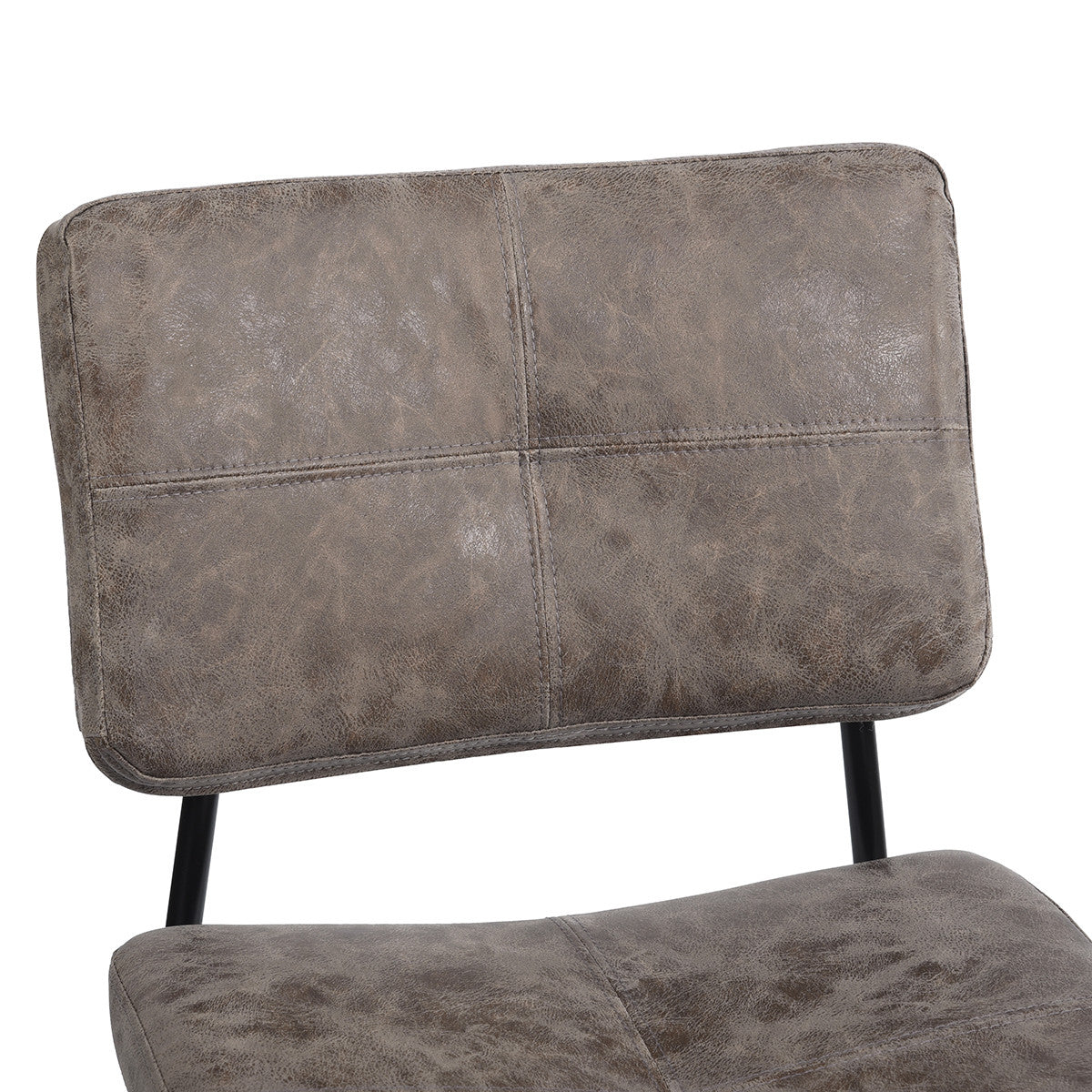 Set Of Two 39" Vintage Brown Faux Leather And Black Low Back Bar Height Bar Chairs By Homeroots | Bar Stools | Modishstore - 5