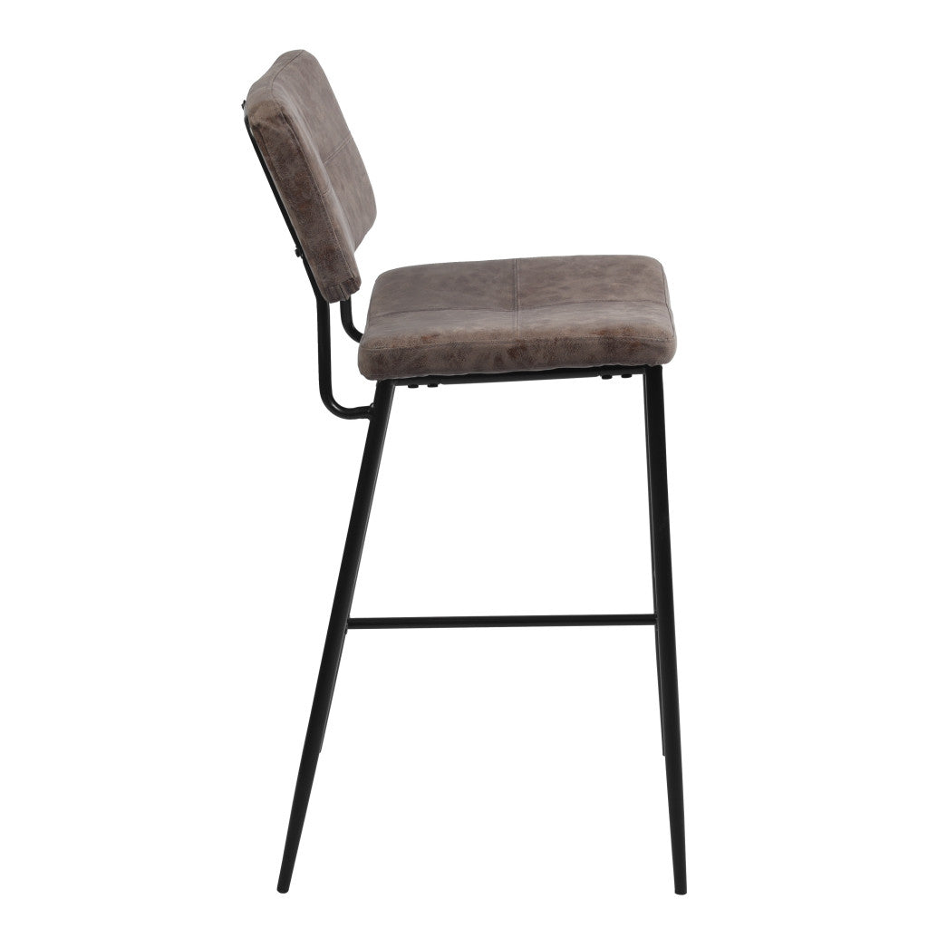 Set Of Two 39" Vintage Brown Faux Leather And Black Low Back Bar Height Bar Chairs By Homeroots | Bar Stools | Modishstore - 4