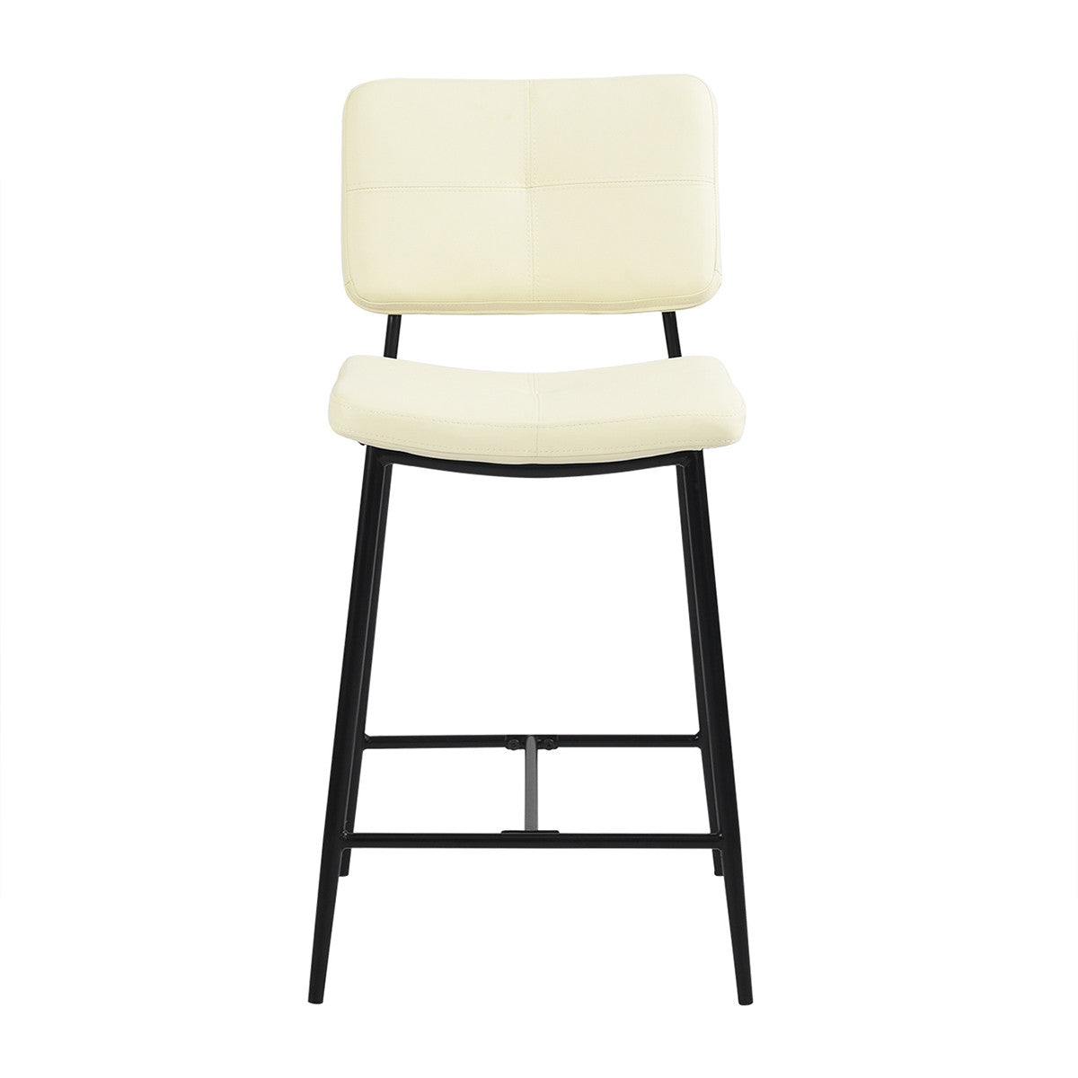 Set Of Two 36" Cream Faux Leather And Black Low Back Counter Height Bar Chairs By Homeroots | Bar Stools | Modishstore - 3