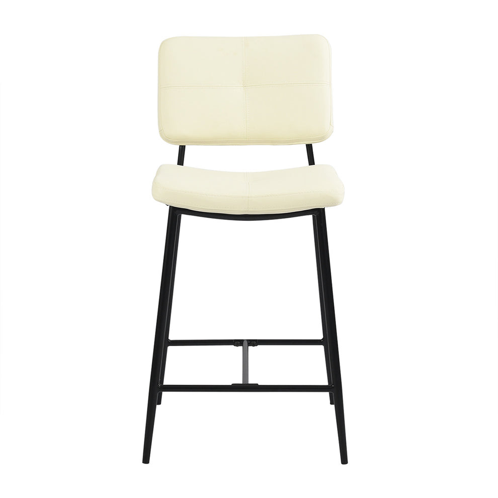 Set Of Two 36" Cream Faux Leather And Black Low Back Counter Height Bar Chairs By Homeroots | Bar Stools | Modishstore - 3