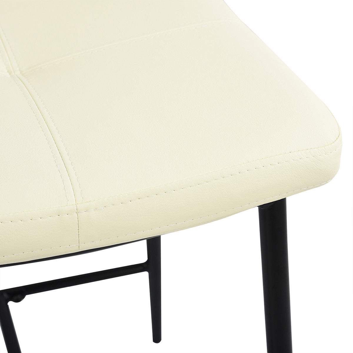 Set Of Two 36" Cream Faux Leather And Black Low Back Counter Height Bar Chairs By Homeroots | Bar Stools | Modishstore - 5