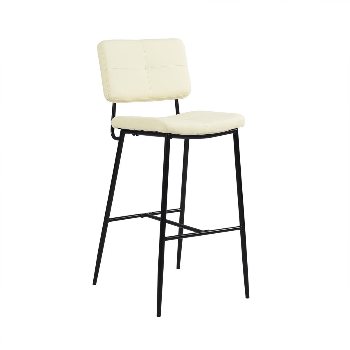 Set Of Two 41" Cream Faux Leather And Black Low Back Bar Height Bar Chairs By Homeroots | Bar Stools | Modishstore - 2