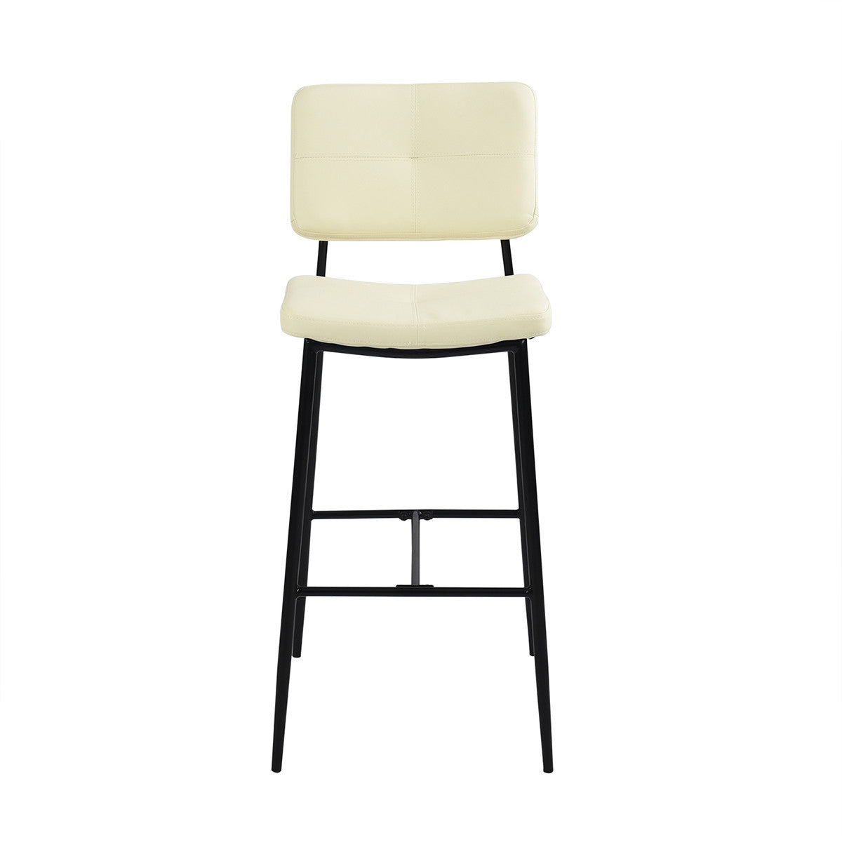 Set Of Two 41" Cream Faux Leather And Black Low Back Bar Height Bar Chairs By Homeroots | Bar Stools | Modishstore - 3