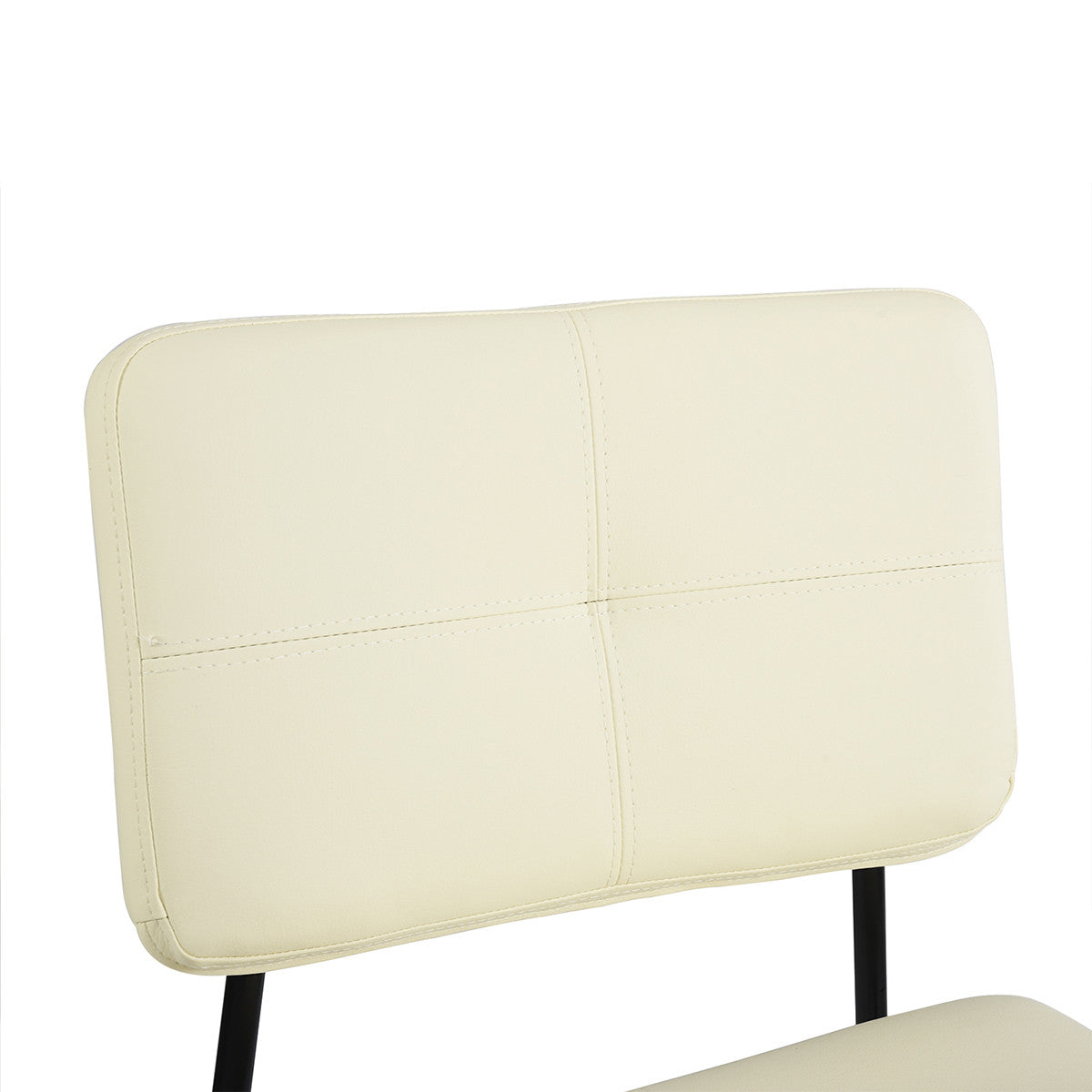 Set Of Two 41" Cream Faux Leather And Black Low Back Bar Height Bar Chairs By Homeroots | Bar Stools | Modishstore - 4