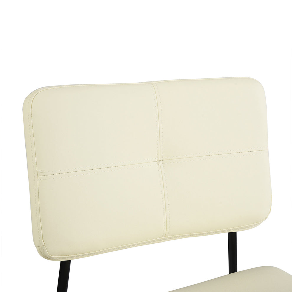 Set Of Two 41" Cream Faux Leather And Black Low Back Bar Height Bar Chairs By Homeroots | Bar Stools | Modishstore - 4