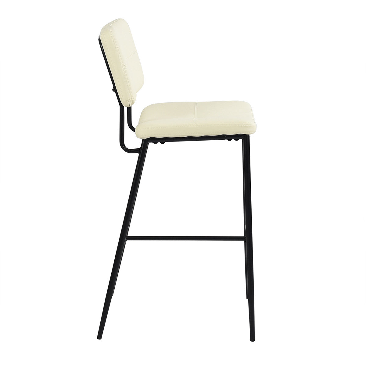 Set Of Two 41" Cream Faux Leather And Black Low Back Bar Height Bar Chairs By Homeroots | Bar Stools | Modishstore - 5