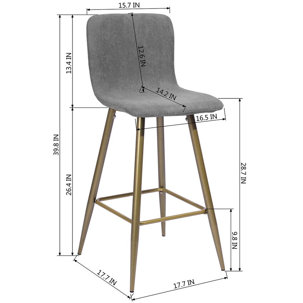 Set Of Two 40" Gray And Gold Bar Height Chairs With Footrest By Homeroots | Bar Stools | Modishstore - 8