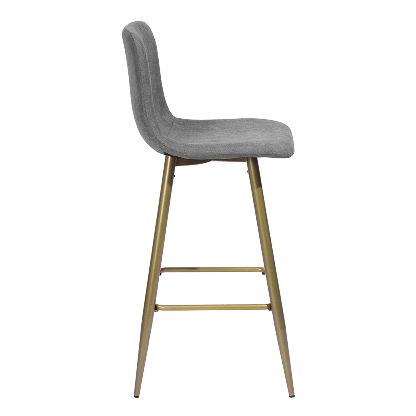 Set Of Two 40" Gray And Gold Bar Height Chairs With Footrest By Homeroots | Bar Stools | Modishstore - 4
