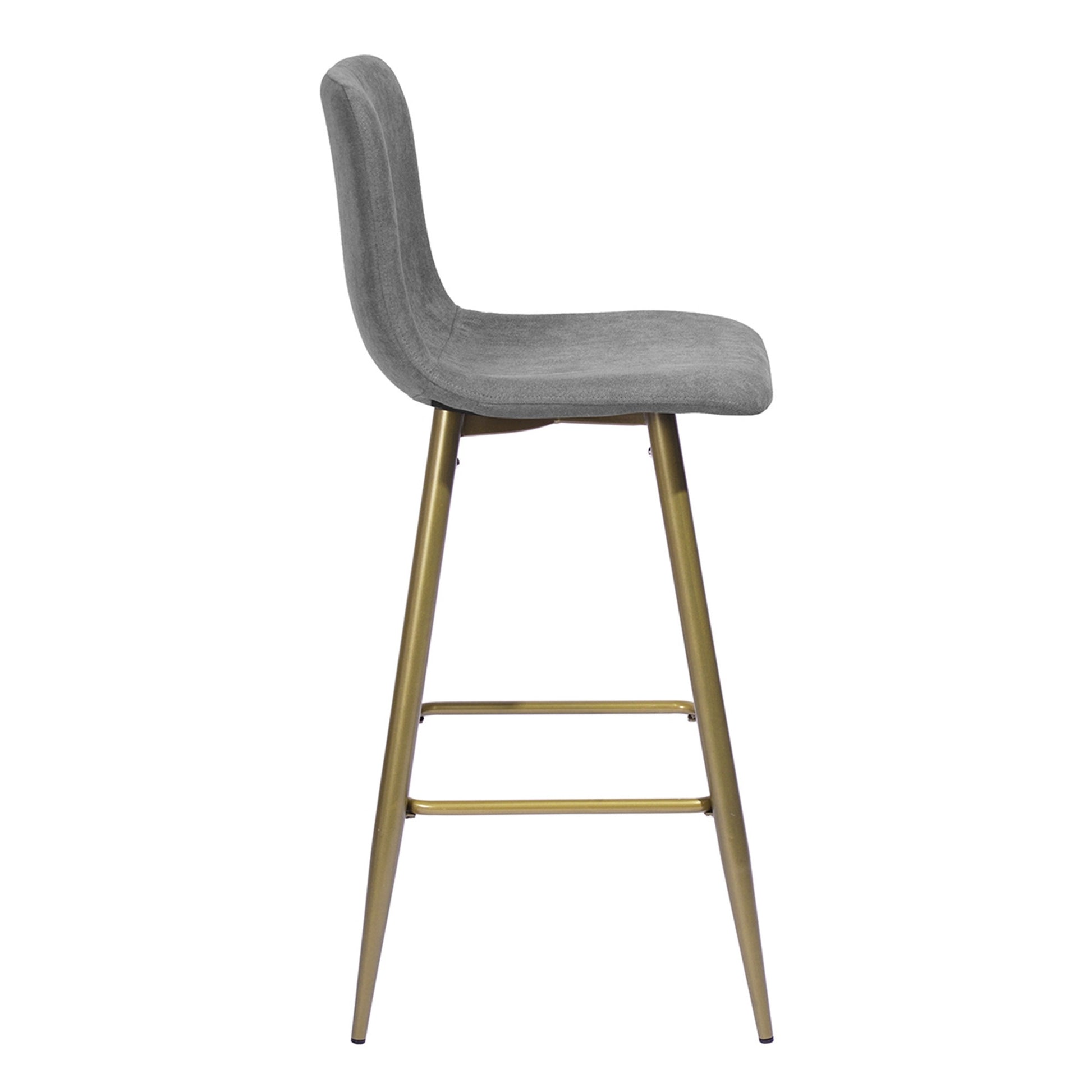 Set Of Two 40" Gray And Gold Bar Height Chairs With Footrest By Homeroots | Bar Stools | Modishstore - 4