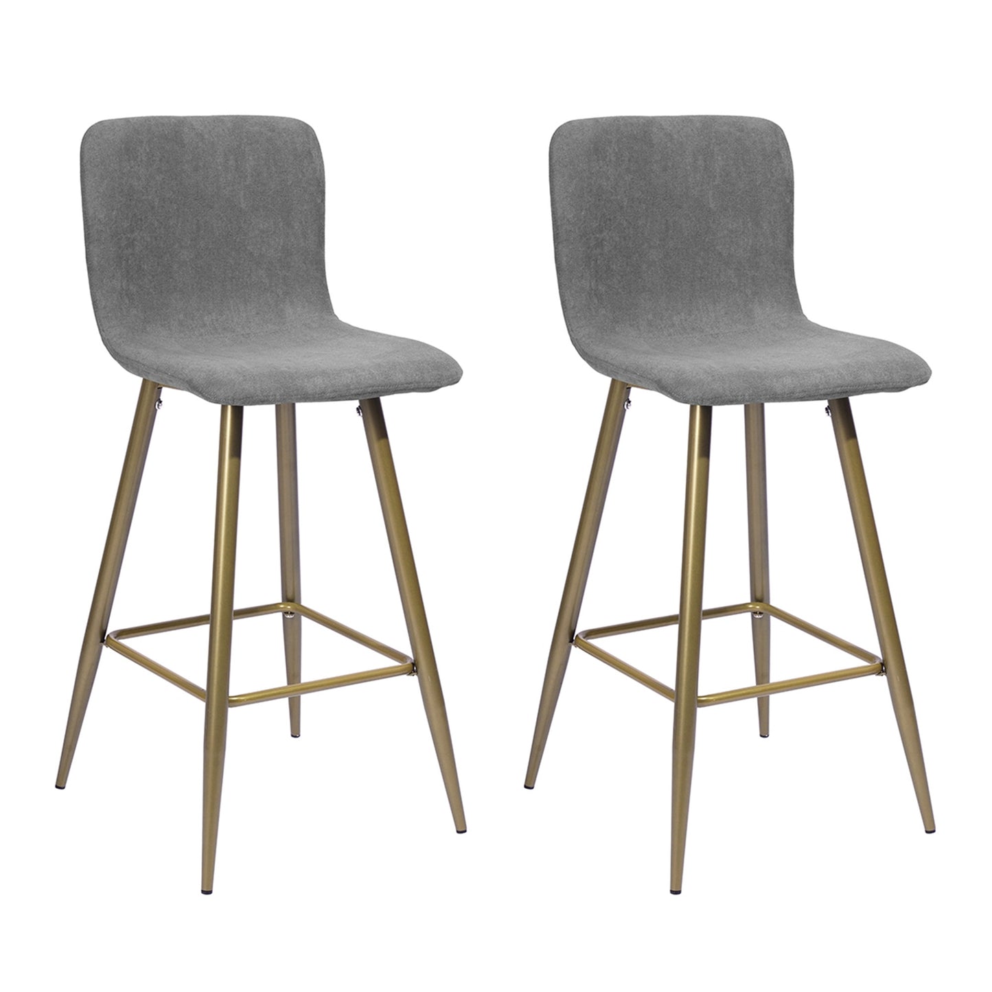 Set Of Two 40" Gray And Gold Bar Height Chairs With Footrest By Homeroots | Bar Stools | Modishstore - 6