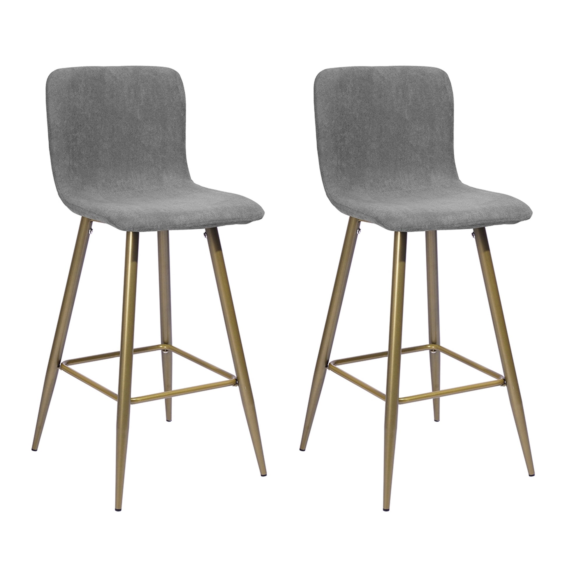 Set Of Two 40" Gray And Gold Bar Height Chairs With Footrest By Homeroots | Bar Stools | Modishstore - 6