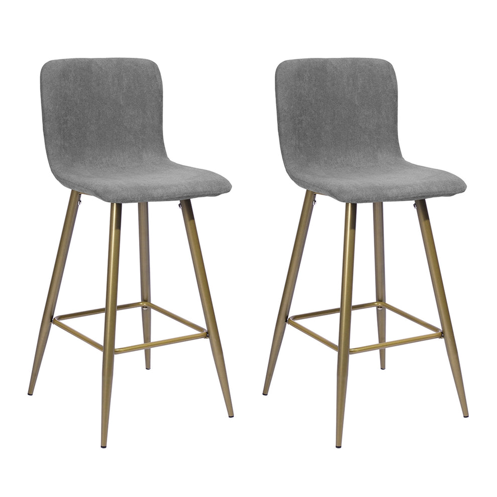 Set Of Two 40" Gray And Gold Bar Height Chairs With Footrest By Homeroots | Bar Stools | Modishstore - 6