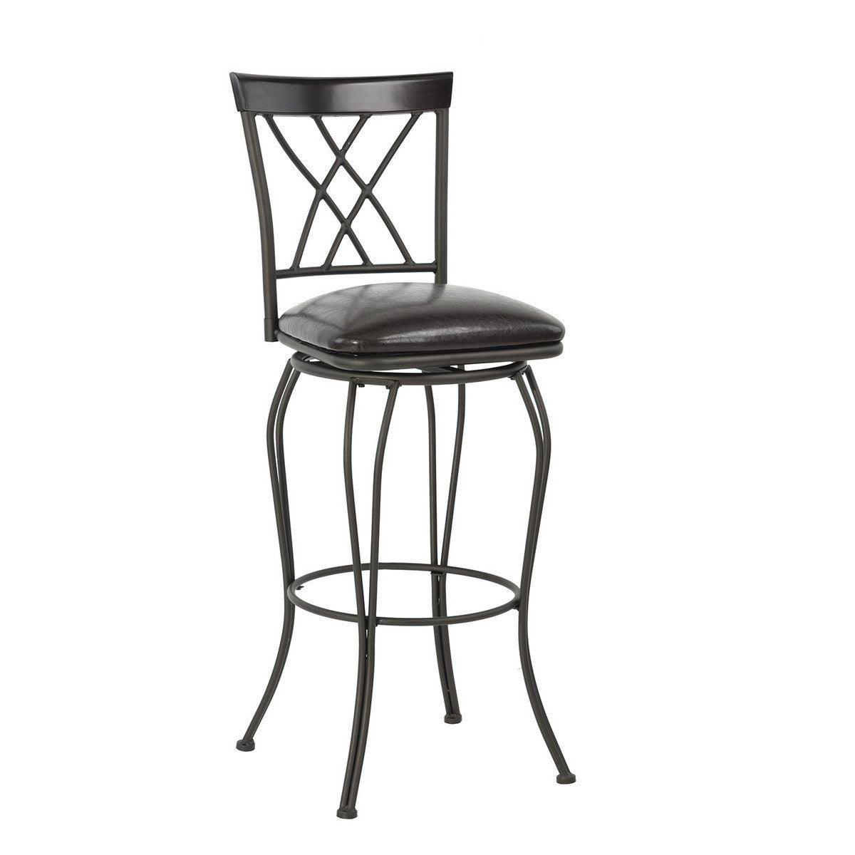 Set Of Two 44" Black Faux Leather Cross Back Bar Height Bar Chairs By Homeroots | Bar Stools | Modishstore - 5