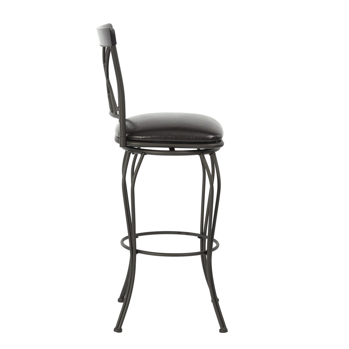 Set Of Two 44" Black Faux Leather Cross Back Bar Height Bar Chairs By Homeroots | Bar Stools | Modishstore - 6
