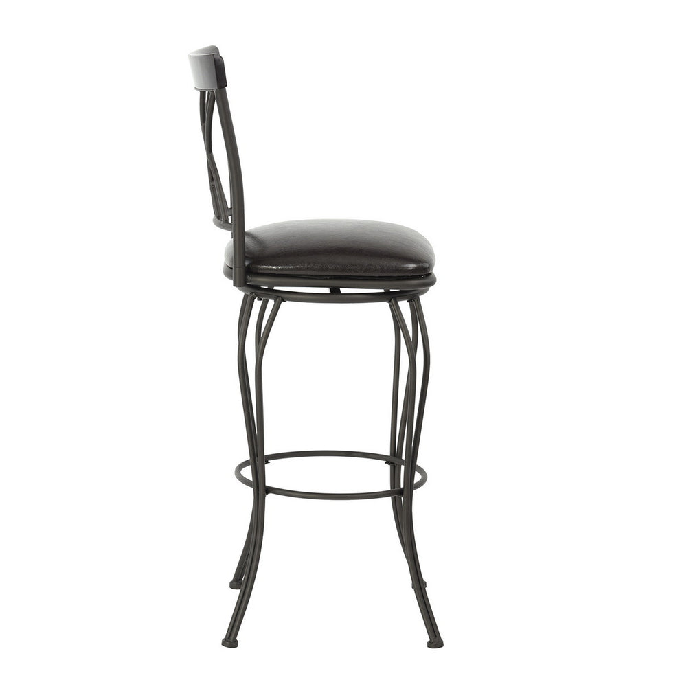 Set Of Two 44" Black Faux Leather Cross Back Bar Height Bar Chairs By Homeroots | Bar Stools | Modishstore - 6