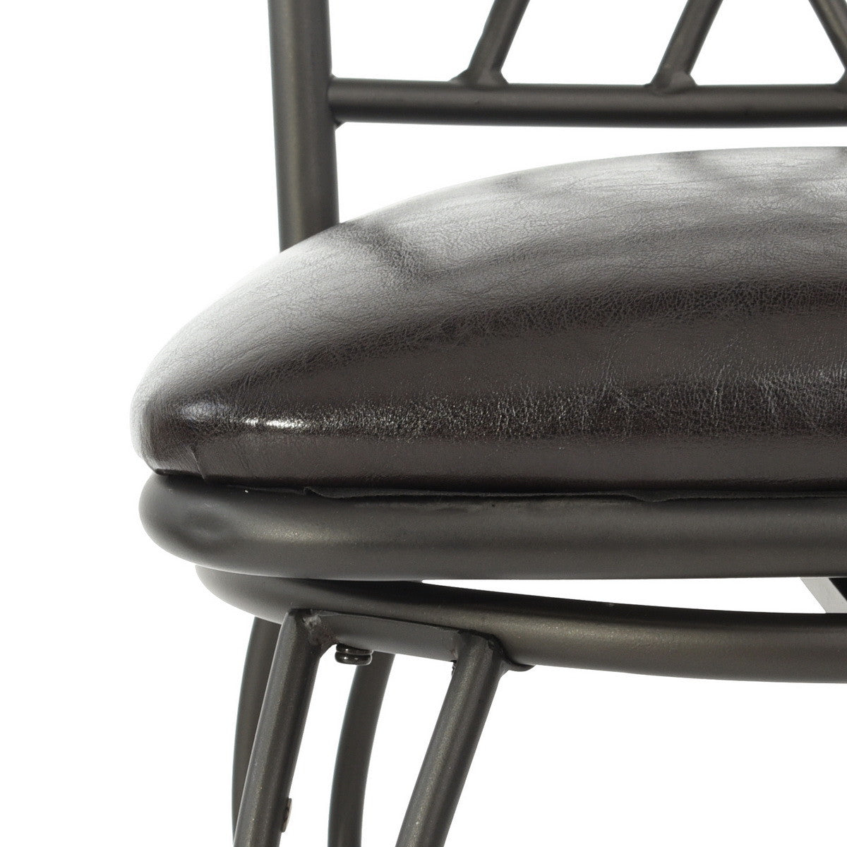 Set Of Two 44" Black Faux Leather Cross Back Bar Height Bar Chairs By Homeroots | Bar Stools | Modishstore - 4